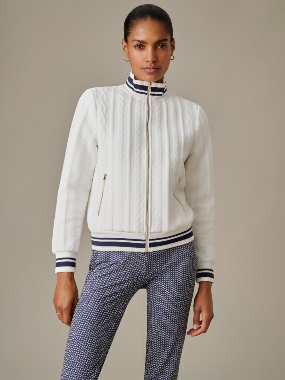 J McLaughlin Willa Jacket in Cable Jacquard - White NEW